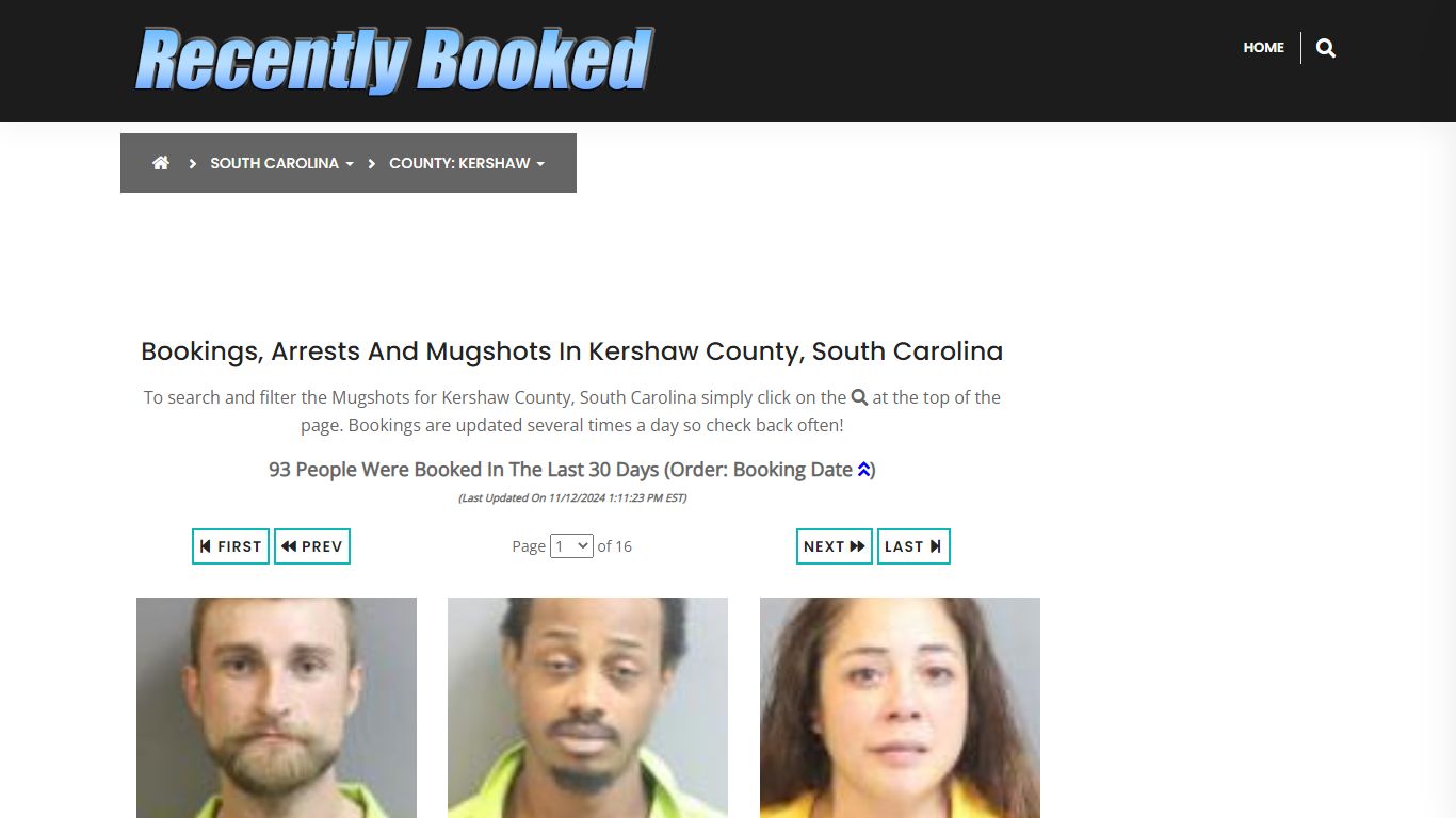 Bookings, Arrests and Mugshots in Kershaw County, South Carolina