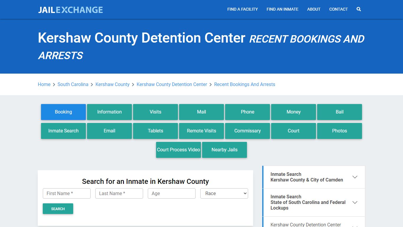 Kershaw County Detention Center Recent Bookings And Arrests - Jail Exchange