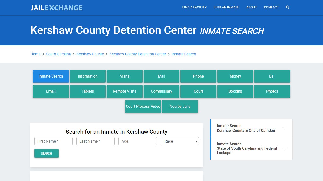 Kershaw County Detention Center Inmate Search - Jail Exchange