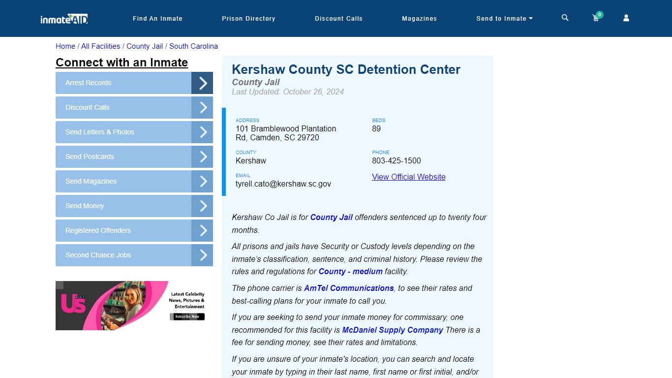 Kershaw County SC Detention Center - Inmate Locator