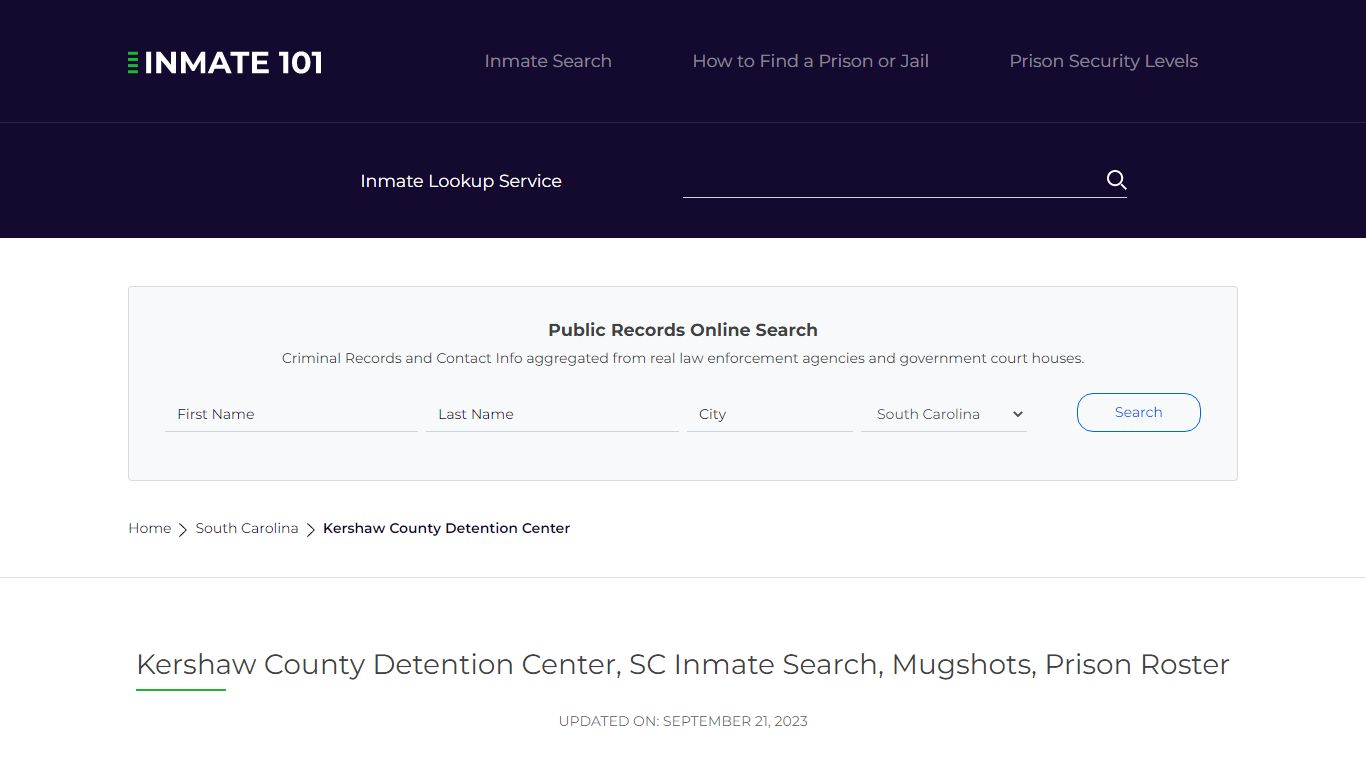 Kershaw County Detention Center, SC Inmate Search, Mugshots, Prison ...